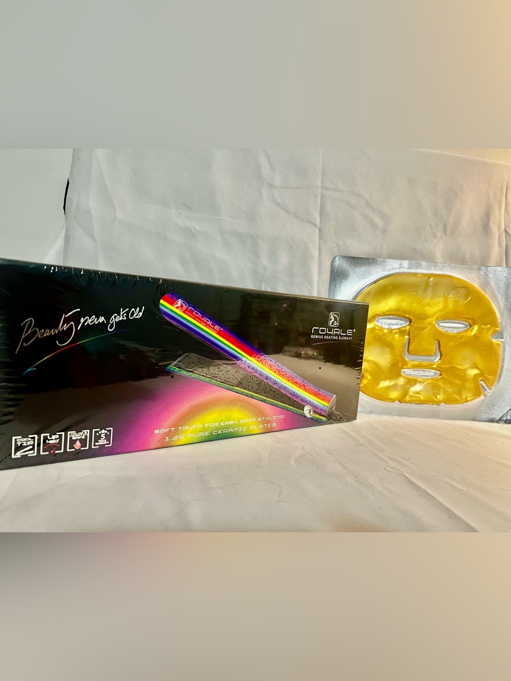 New Rainbow hair straightener Sealed heats up to 450 degrees beauty bundle